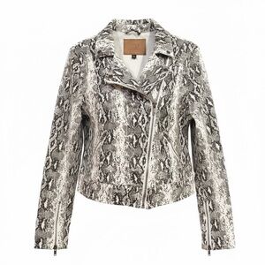 BBJ NWT $65 Boom Boom Jeans Snakeskin Moto Jacket XL w/ silver zippers P2P 20-21